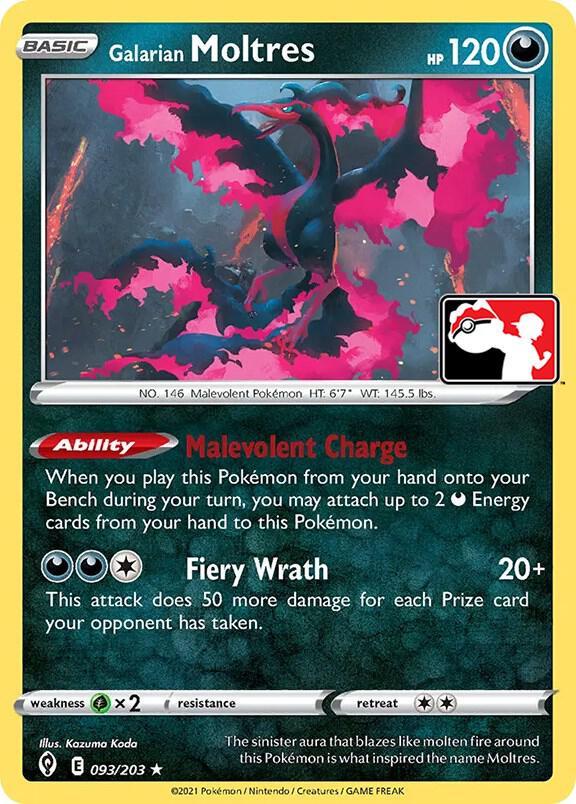 Evolving Skies Galarian Moltres [Prize-Pack] Pokémon card
